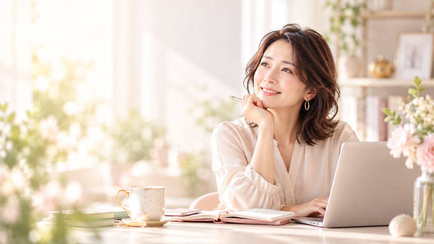 前向きな表情で微笑む女性